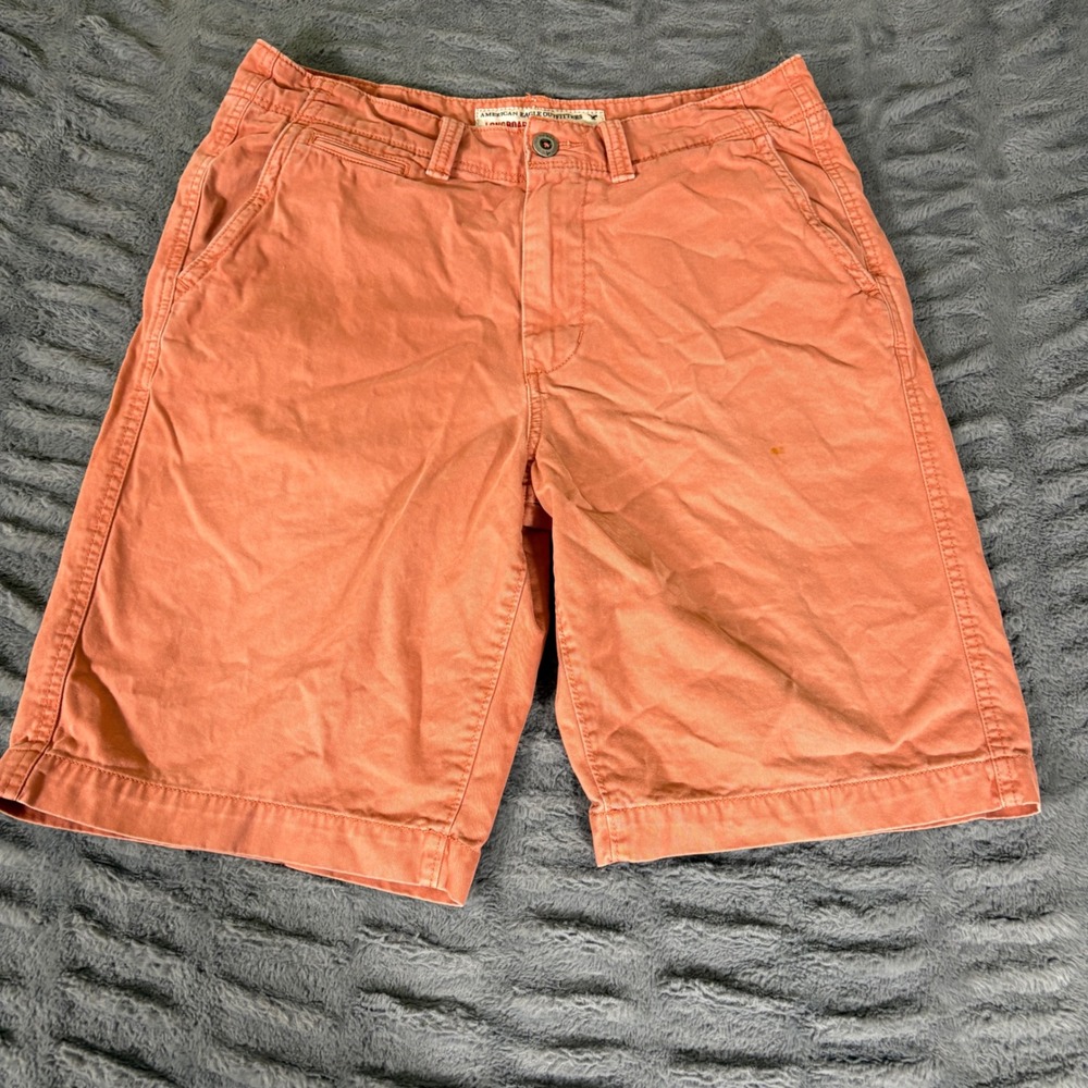 American Eagle Longboard Shorts Mens 33 Coral Orange Cotton Twill Chino 9 Inseam